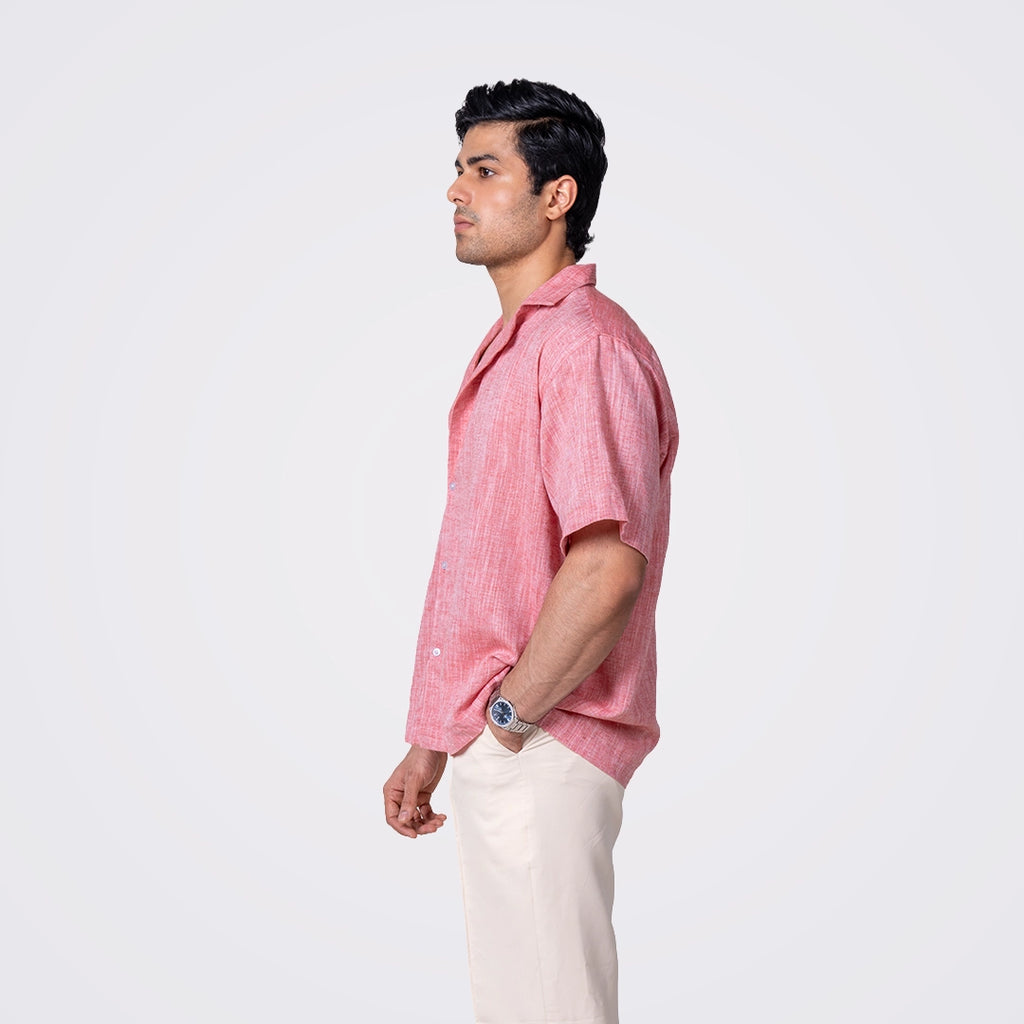 Coral Linen Khadi Resort Shirt