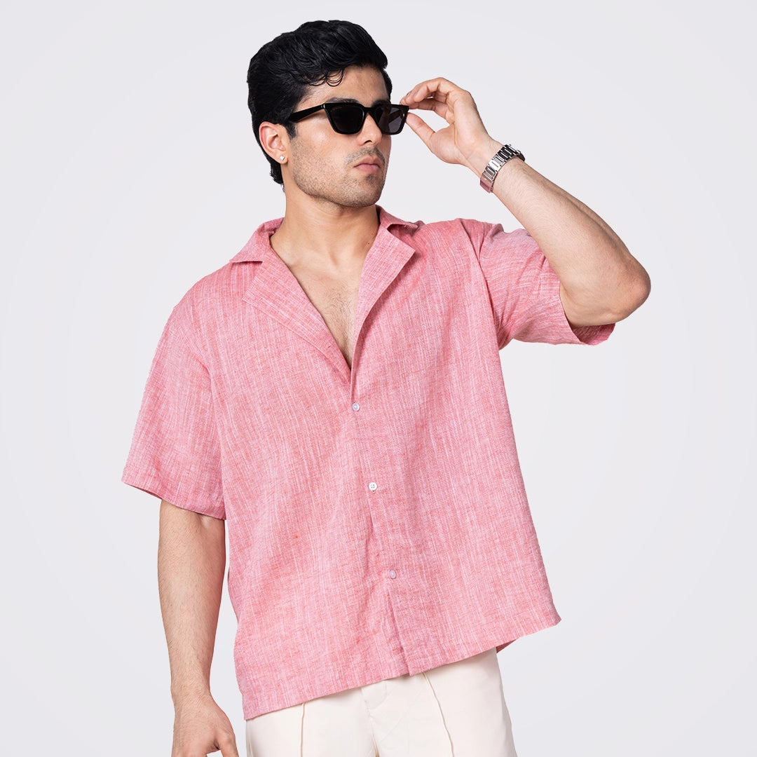 Coral Linen Khadi Resort Shirt